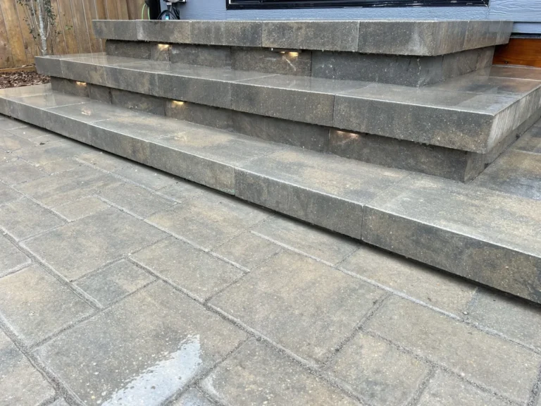 Wide Keystone precast steps with step lights