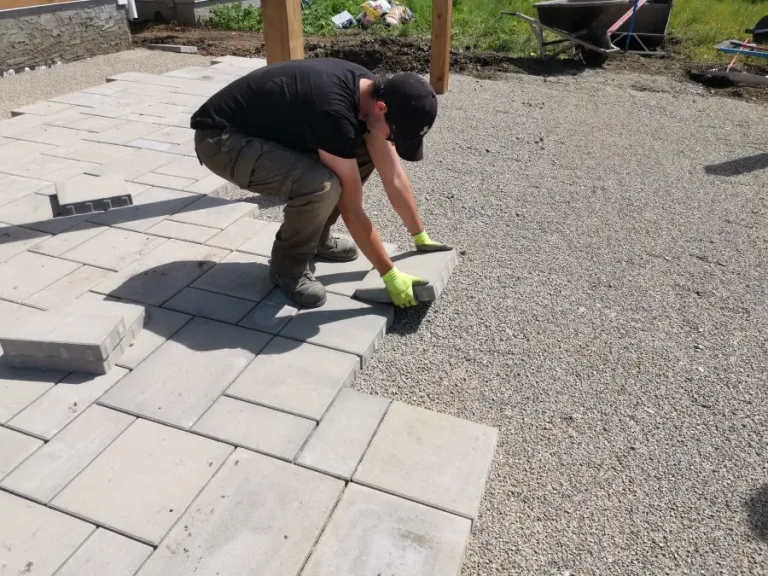 Man Installing Paver Stone Patio