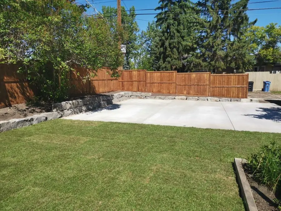 Sport Court and Natural Stone Retaining Wall